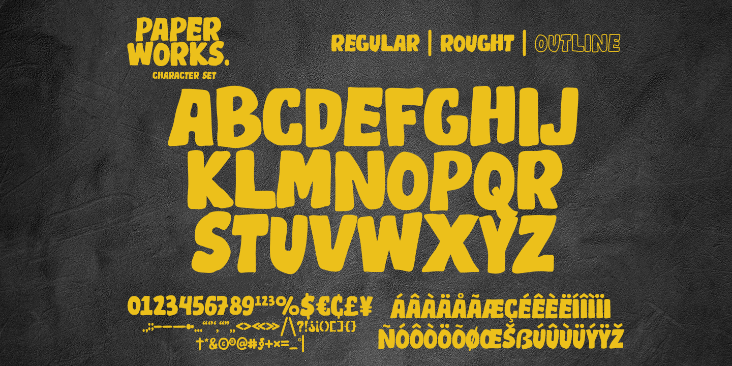 Paper Works Outline Font preview